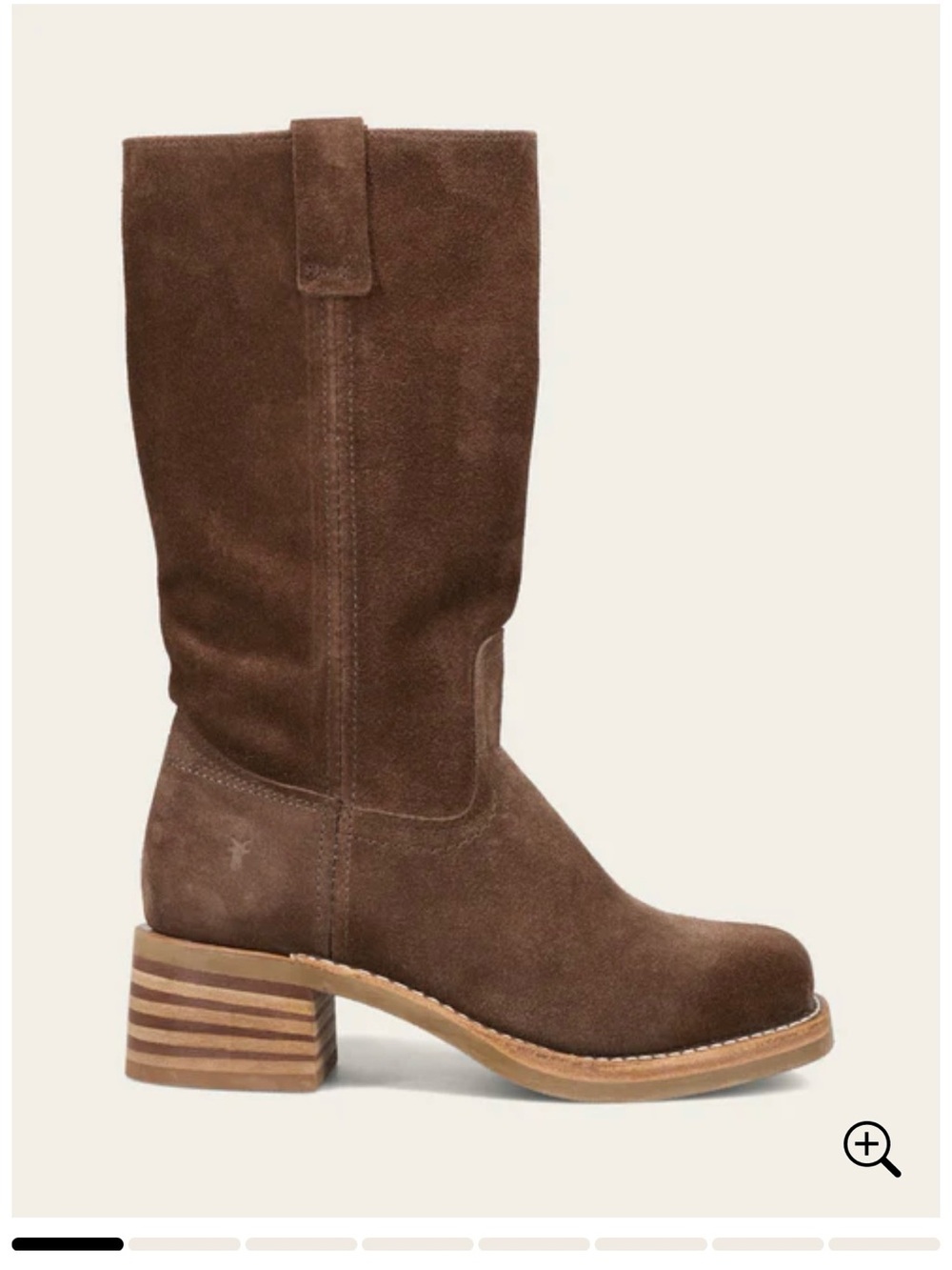 Frye Campus 12R Suede Heeled Boots in Brownie